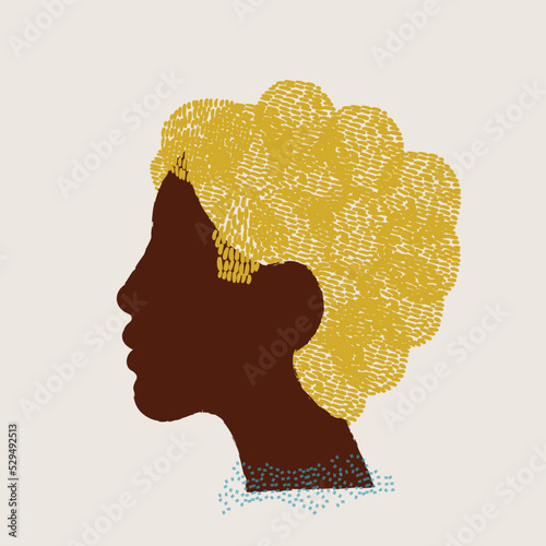diversity people - black man face and blonde hair vector 