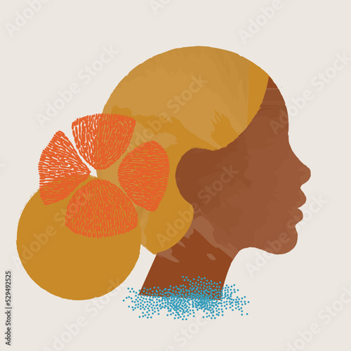 diversity people - black woman face and blonde hair vector