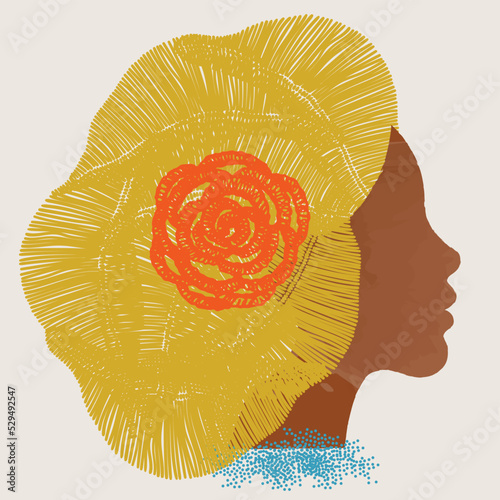 diversity people - black woman face and blonde hair vector