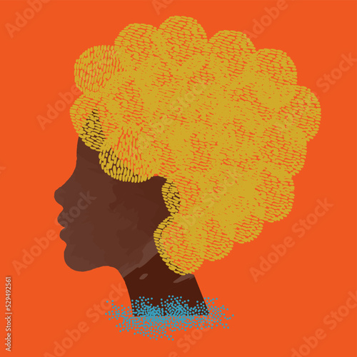 diversity people - black woman face and blonde hair vector