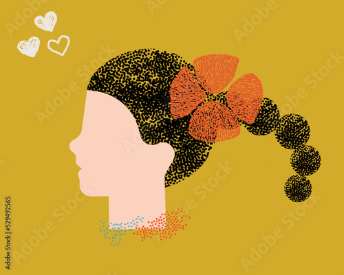 diversity  people - white girl face and black hair vector