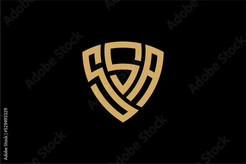 SSA creative letter shield logo design vector icon illustration photo