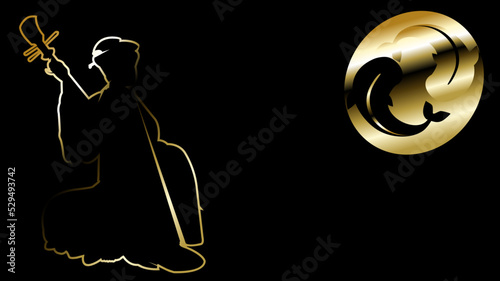 japanese geisha woman golden luxury illustration background in vector format