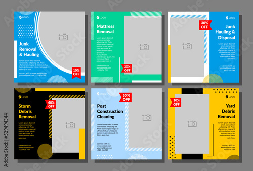 Discount banner set, vector illustration