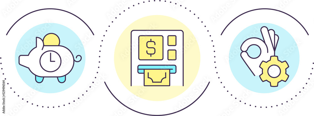 Banking service technology loop concept icon. Credits and deposits for customers. Finances abstract idea thin line illustration. Isolated outline drawing