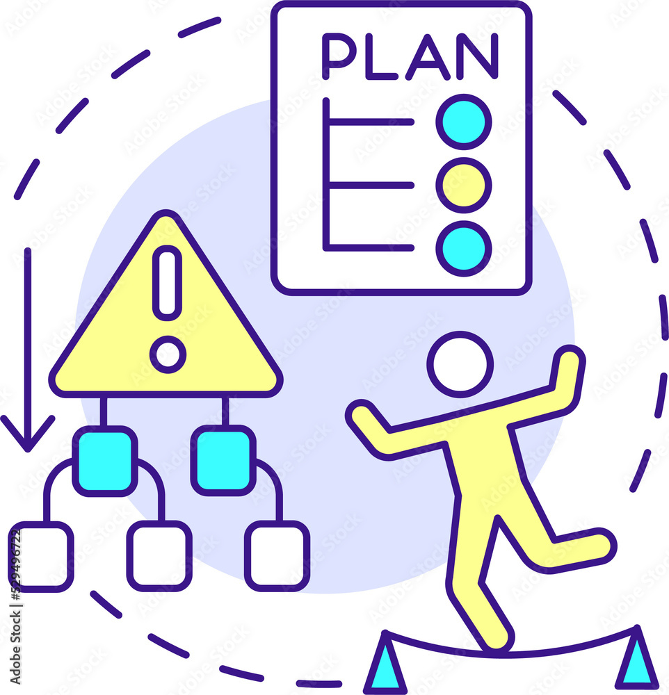 Management of risk concept icon. Plan for crisis situation. Project development abstract idea thin line illustration. Isolated outline drawing Management of risk concept icon. Plan for crisis situation. Project development abstract idea thin line illustration. Isolated outline drawing