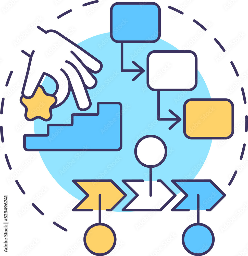 Waterfall project management concept icon. Step by step work style abstract idea thin line illustration. Isolated outline drawing Waterfall project management concept icon. Step by step work style abstract idea thin line illustration. Isolated outline drawing