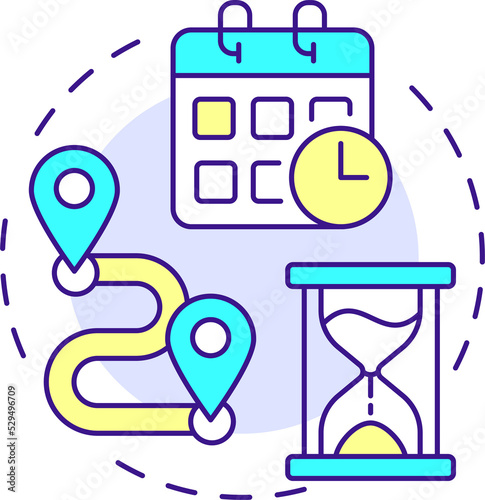 Finite timespan concept icon. Definite start and end. Project management abstract idea thin line illustration. Isolated outline drawing