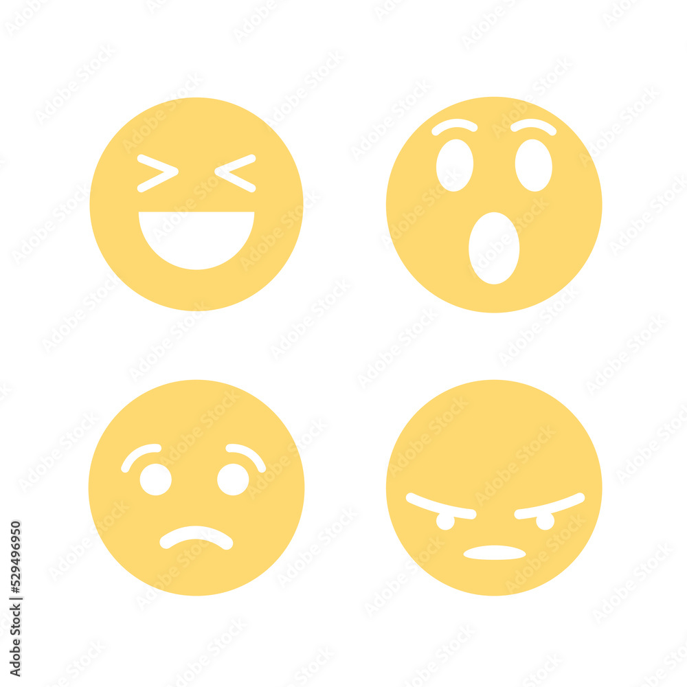Fototapeta premium reaction emoji vote heart like love laugh shock sad angry vector