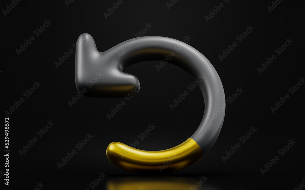 rotation arrow sign on dark background 3d render concept for page reload again direction signal rotation arrow sign on dark background 3d render concept for page reload again direction signal