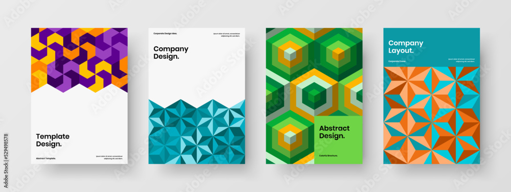 Creative geometric shapes postcard illustration composition. Abstract leaflet vector design concept collection.