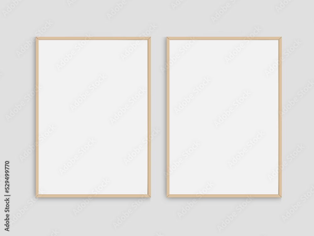 Set of 2 realistic photo frames mockup. Portrait large a3, a4 wooden frame mockup on white blank wall. Simple, clean, modern, minimal poster frame. White picture frame mockup. International paper size Set of 2 realistic photo frames mockup. Portrait large a3, a4 wooden frame mockup on white blank wall. Simple, clean, modern, minimal poster frame. White picture frame mockup. International paper size