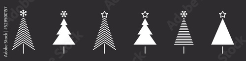 Christmas tree icons. Modern christmas icons. Xmas signs. Collection of christmas tree. Vector illustration