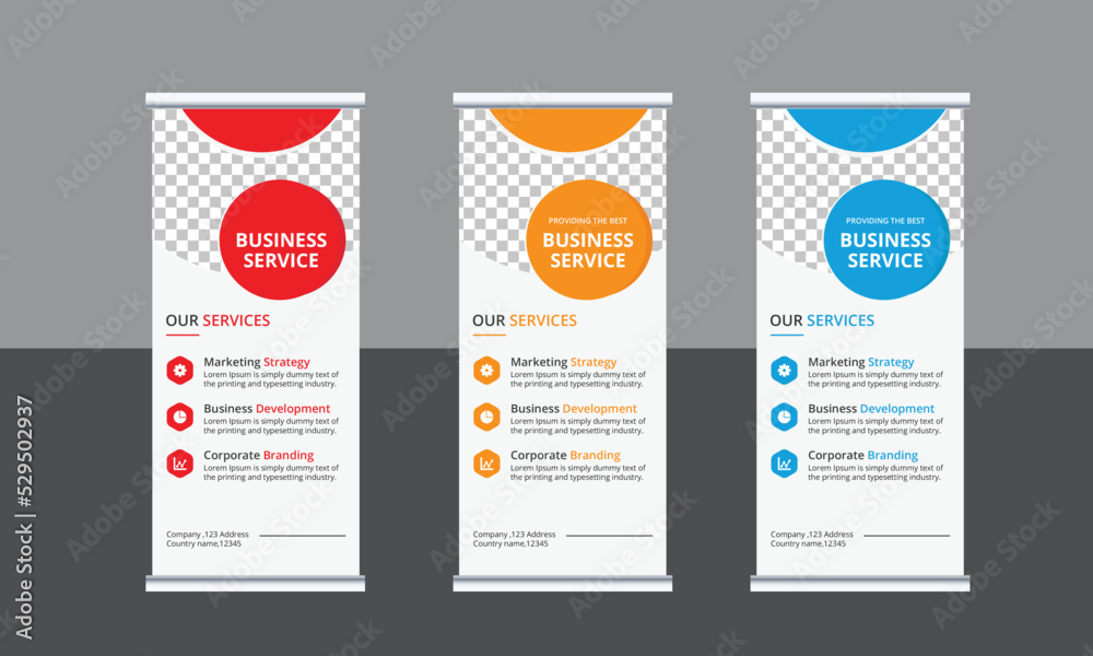 Business Roll Up Banner, corporate Roll up background for Presentation, Vertical roll up, stand, exhibition display, Retractable banner stand