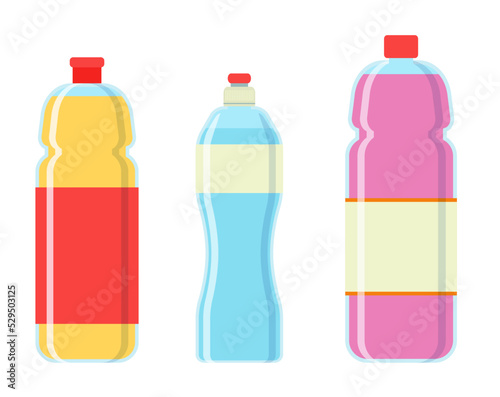 Soda plastic bottle set vector illustration isolated on white background