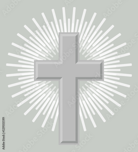 Obraz na plátně Silver orthodox crucifix icon isolated on grey background vector illustration