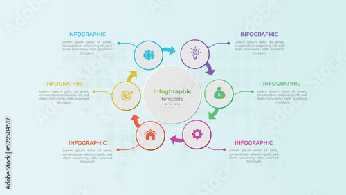 Creative six option circular business infographic diagram