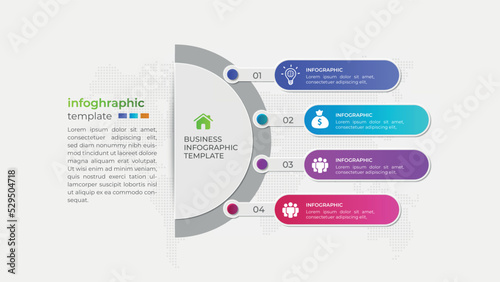 Four step gradient modern business infographic diagram