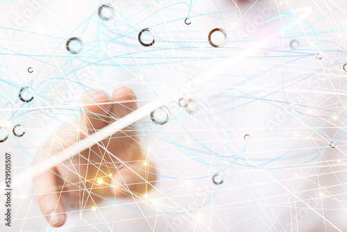 Global network. Blockchain. 3D illustration. Neural networks and artificial intelligence. Abstract