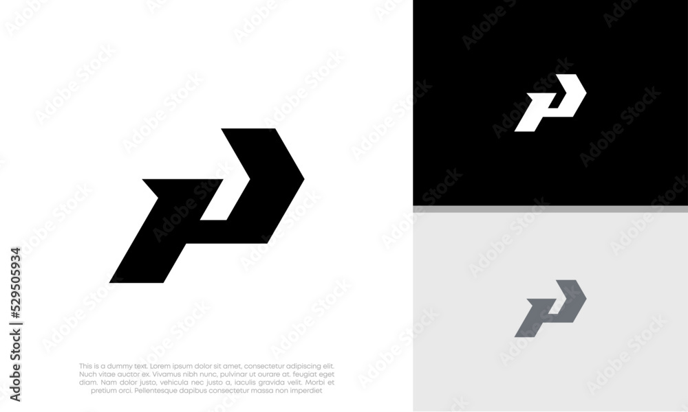 Initial P logo design. Innovative high tech logo template.