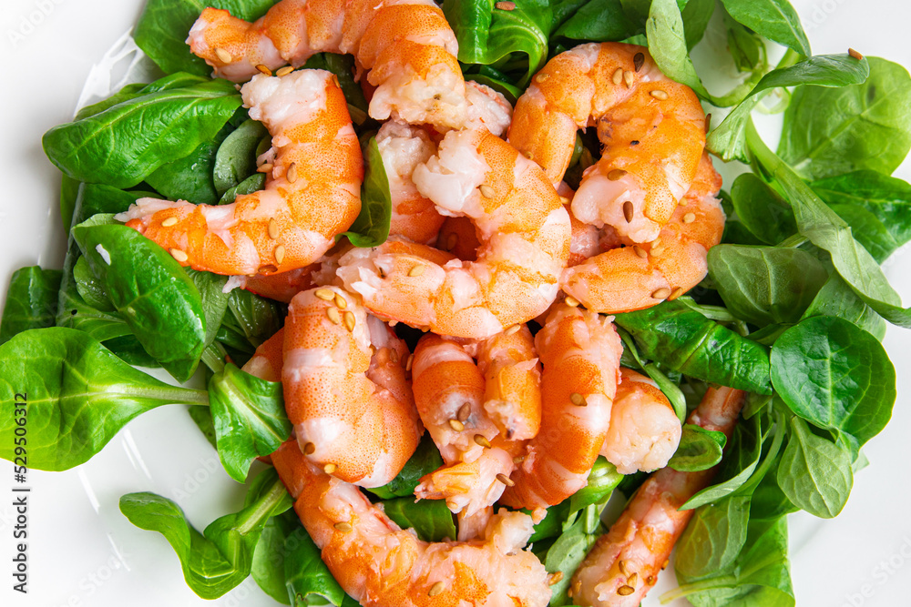 shrimp salad seafood healthy meal food snack diet on the table copy space food background rustic top view` shrimp salad seafood healthy meal food snack diet on the table copy space food background rustic top view`