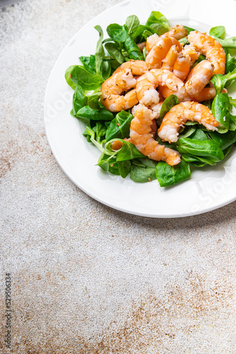 shrimp salad seafood healthy meal food snack diet on the table copy space food background rustic top view`