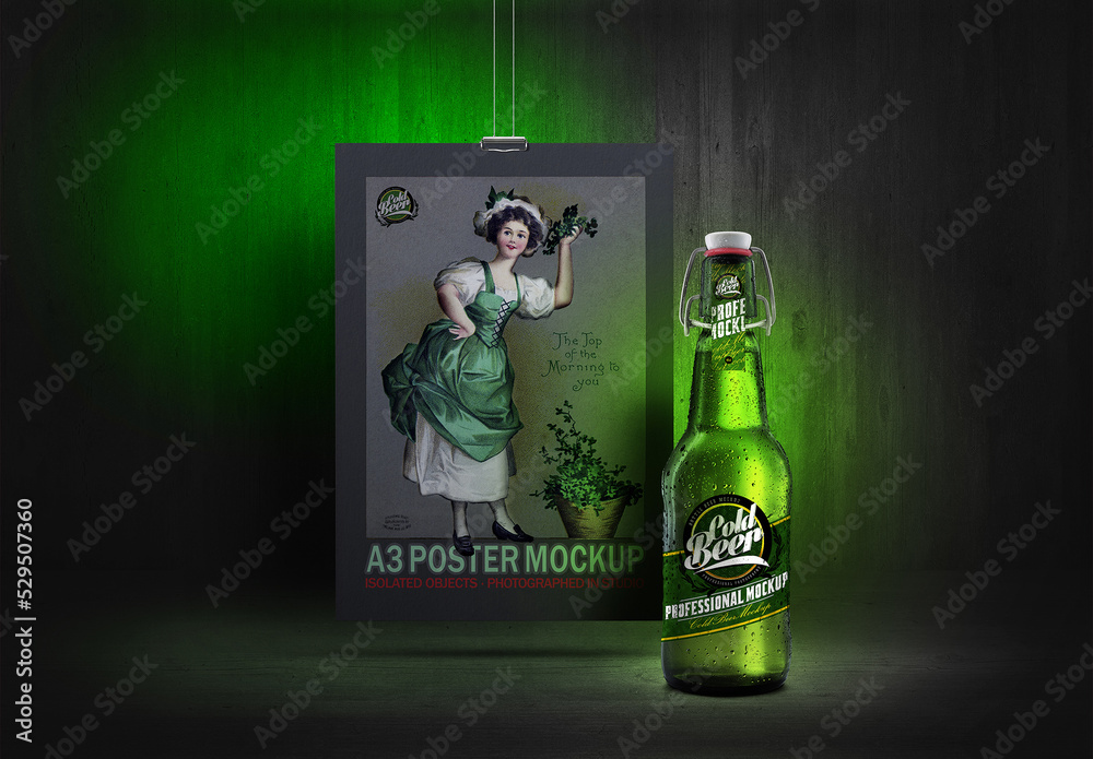 Beer Bottle Mockup 12 Oz 33 Cl Cold Poster Hanging A3 Scenes Stock beer-bottle-mockup-12-oz-33-cl-cold-poster-hanging-a3-scenes-stock