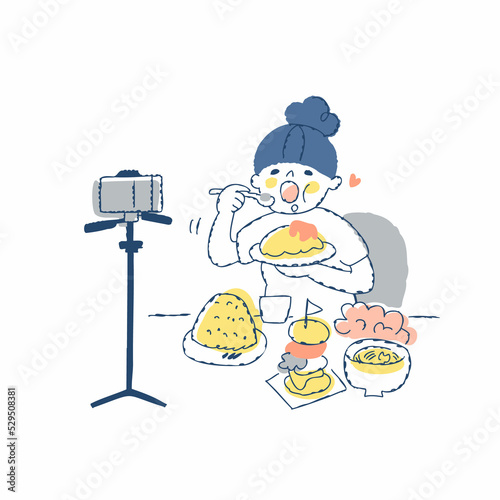 Fotografia 大食い動画を撮影している女性