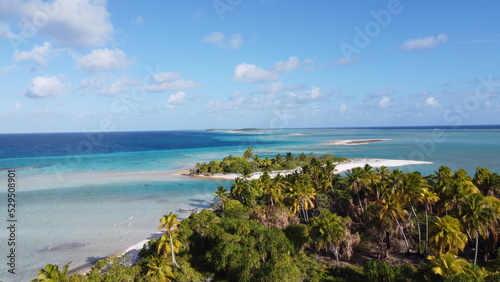Aerial view of pacific islands, Tuamotus, French Polynesia