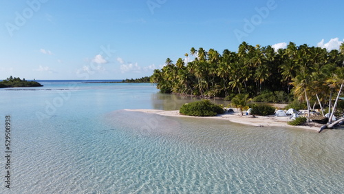 Aerial view of pacific islands, Tuamotus, French Polynesia