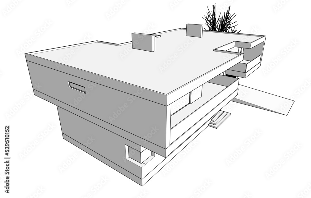 house architecture design 3d illustration house architecture design 3d illustration