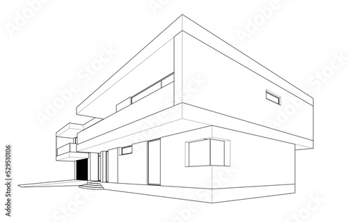 house architecture design 3d illustration © Yurii Andreichyn