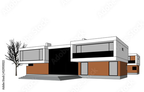 house architecture design 3d illustration
