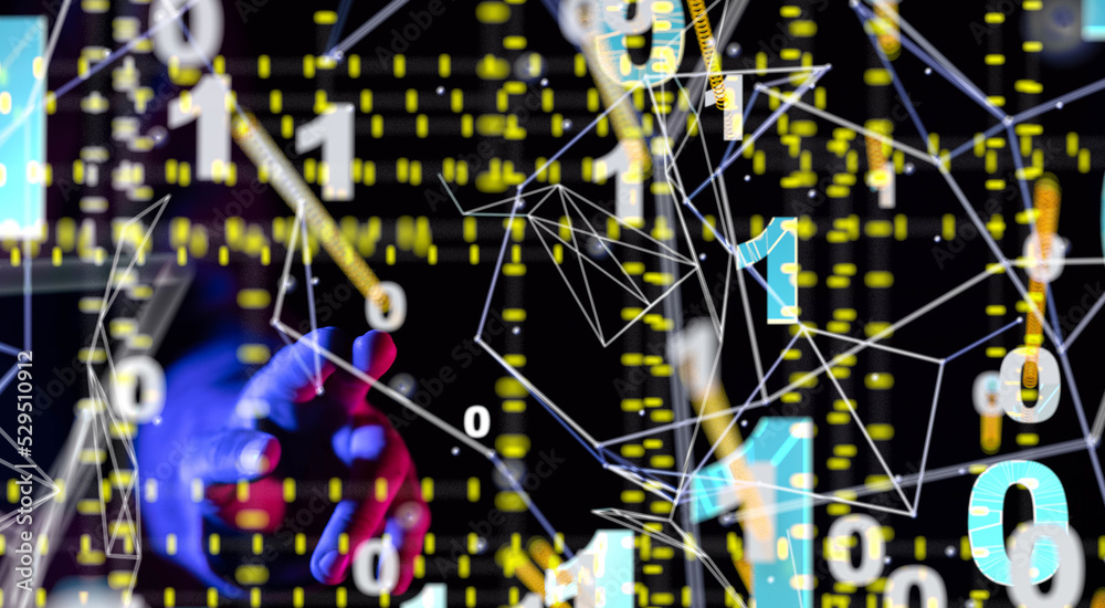 Global network. Blockchain. 3D illustration. Neural networks and artificial intelligence. Abstract Global network. Blockchain. 3D illustration. Neural networks and artificial intelligence. Abstract