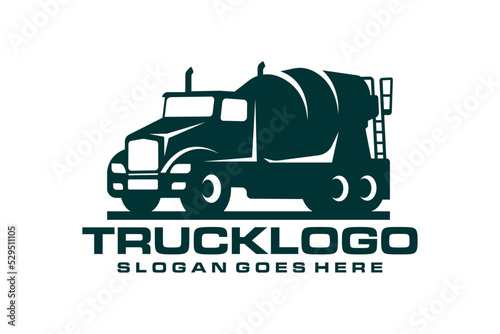 Concrete mixer truck logo vector