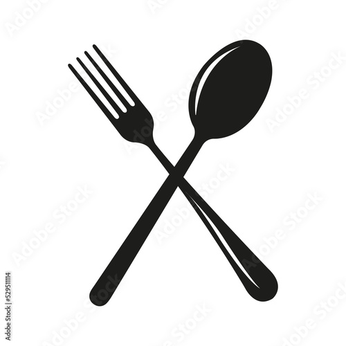 Spoon. Fork. Vector image.