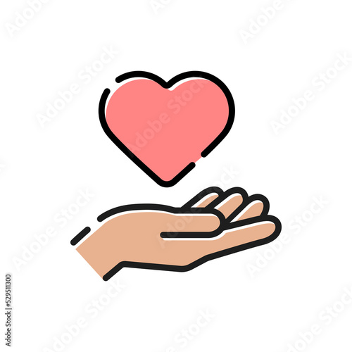 ハートを持っている人の手の線アイコン - 恋愛･好き･メンタルヘルスのイメージ素材
