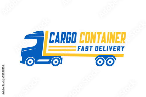 Fast car truck silhouette concept business logo template vector illustration. Speed delivery cargo abstract sign. Transport creative symbol. Graphic design element.
