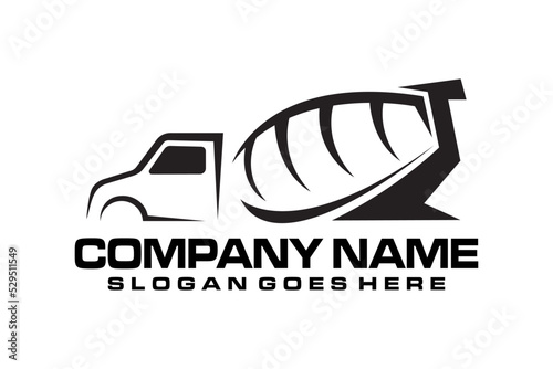 Concrete mixer truck construction vehicle heavy equipment silhouette illustration