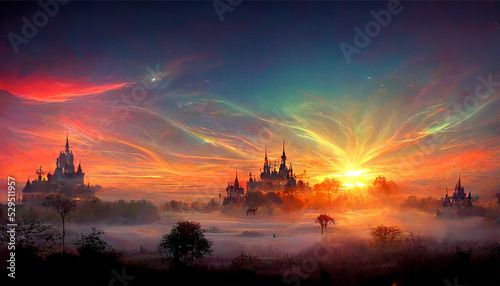 Fantasy Sunrise in Magical World