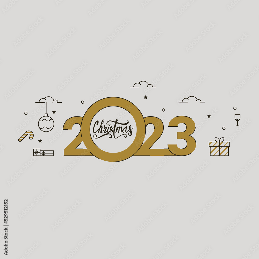 Naklejka premium Business Happy New Year 2023 greeting card. Vector illustration concept for background, greeting card, banner for website, social media banner, marketing material. Vector sketch illustration.