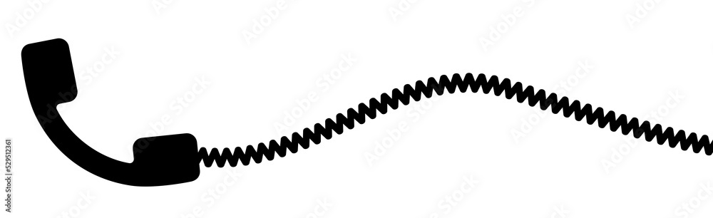 Telephone receiver with a cord. Phone handset with extension cord. Black  silhouette isolated on a white background. Vector clipart. Stock Vector |  Adobe Stock