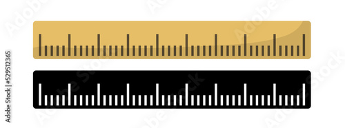 Yardstick. Measuring ruler set. Vector clipart isolated on white background.