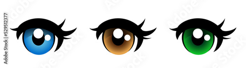 Anime eyes. Vector clipart isolated on white background. Eyes set.