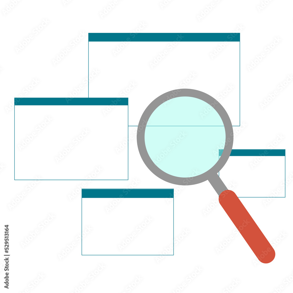 Browser search window with magnifying glass. Browser search window with magnifying glass.