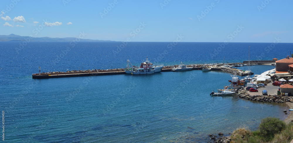 Outer harbour at Molyvos Lesvos Greece in the Mediterranean Sea