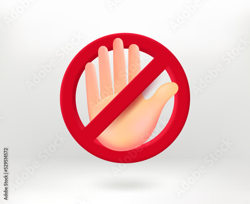 No concept with hand icon. 3d vector illustration
