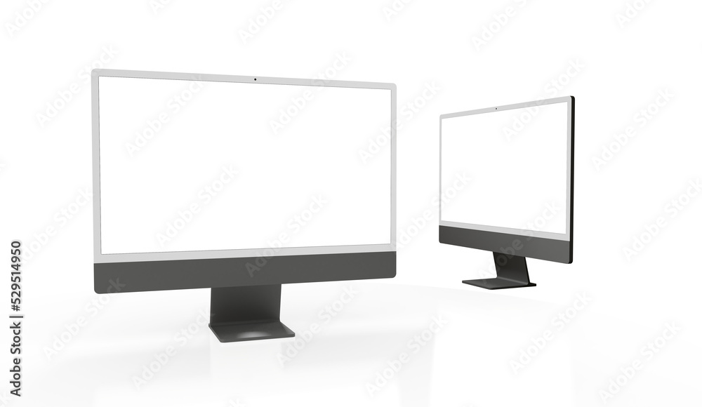 Mockup of modern desktop computer isolated Mockup of modern desktop computer isolated