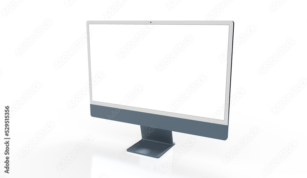 Computer display with blank white screen 3d. Computer display with blank white screen 3d.