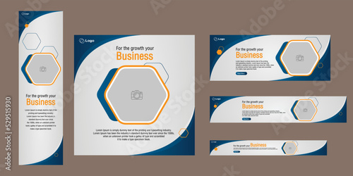 Abstract banner design web template Set, Horizontal header web banner. Modern Gradient Blue cover header background for website design, Social Media Cover ads banner, flyer, invitation